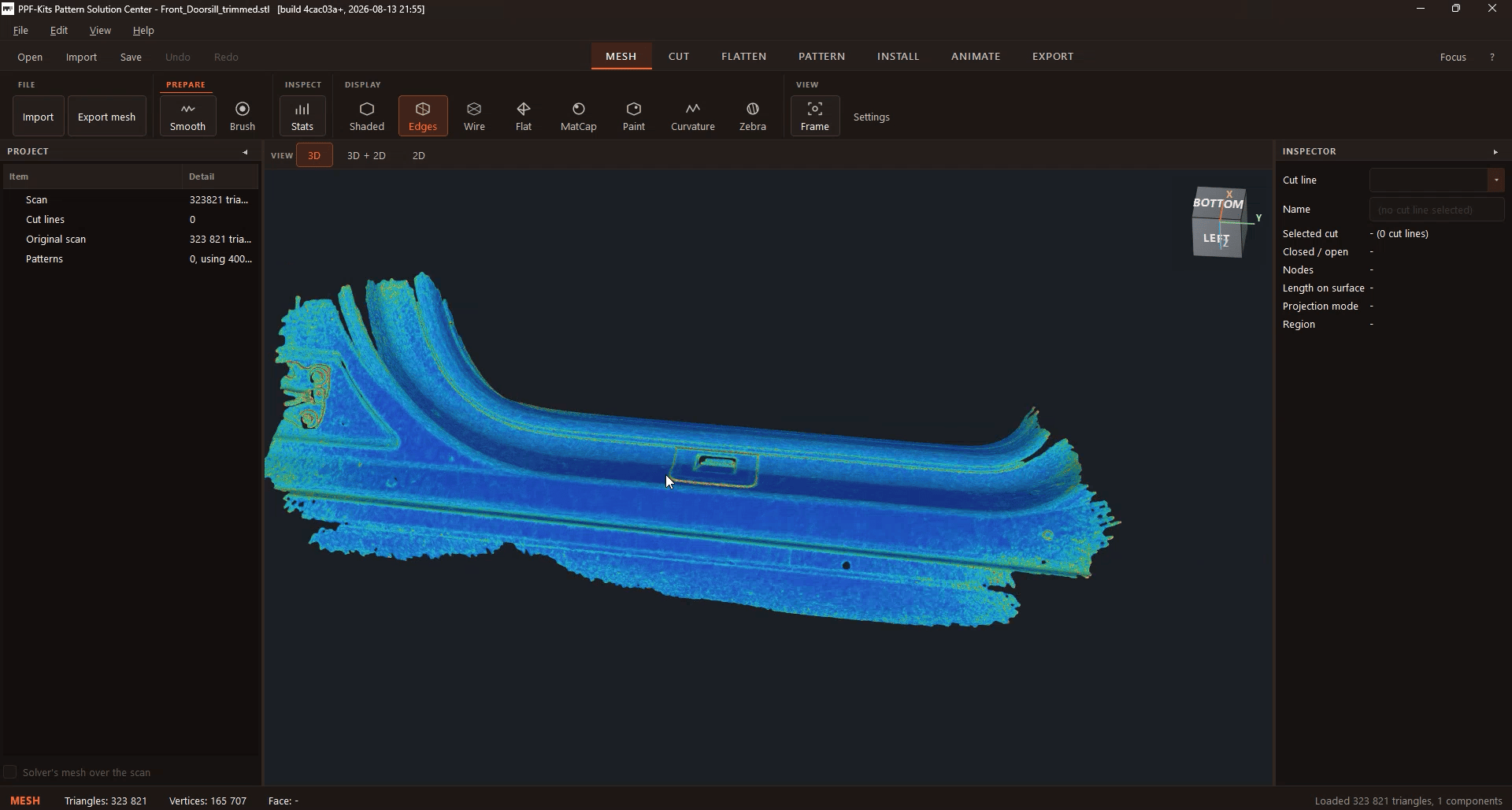 Creazione del pattern sul modello 3D di un battitacco della Tesla Model 3 “Highland”